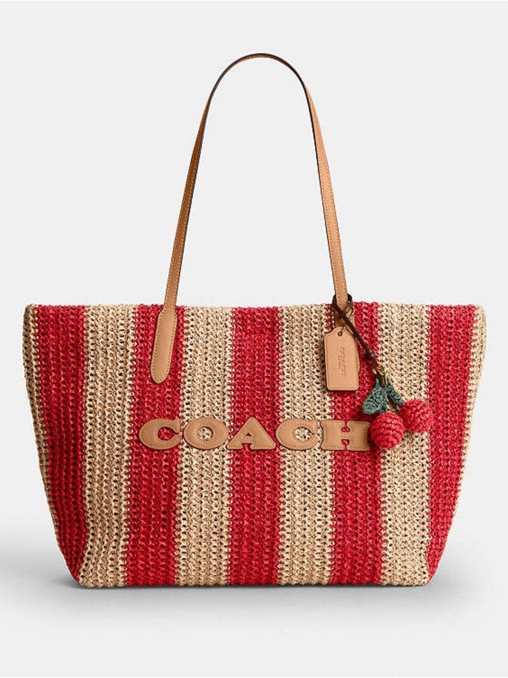 Coach City Tote Bag with Stripes and Charm